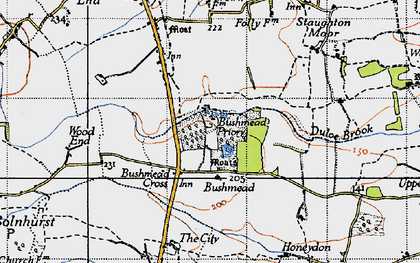 Old map of Bushmead Priory in 1946