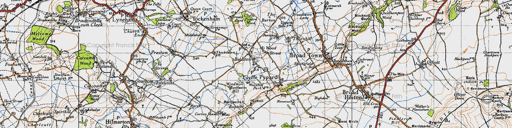 Old map of Bushton in 1947