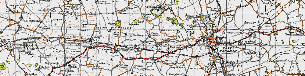 Old map of Bushy Common in 1946