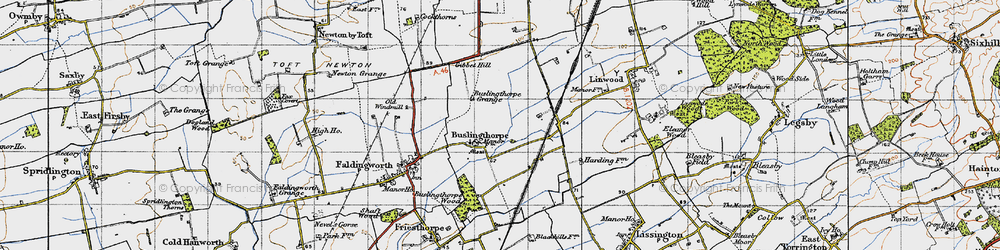 Old map of Buslingthorpe in 1947