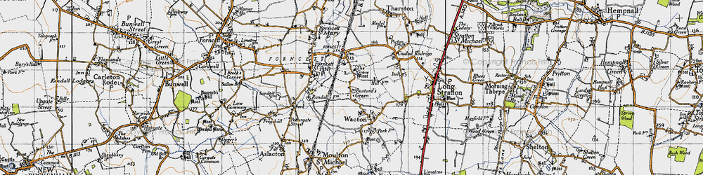 Old map of Bustard's Green in 1946