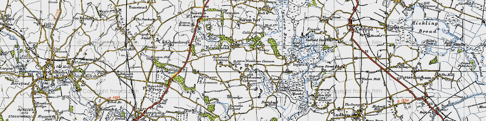 Old map of Butcher's Common in 1945