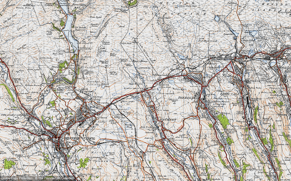 Old Map of Historic Map covering Blaen-Rhymney in 1947