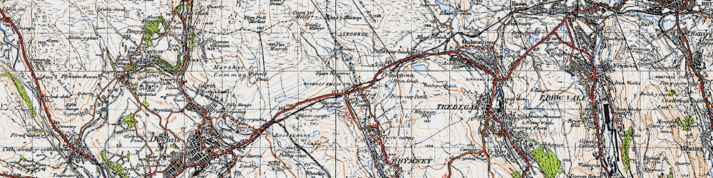 Old map of Blaen-Rhymney in 1947