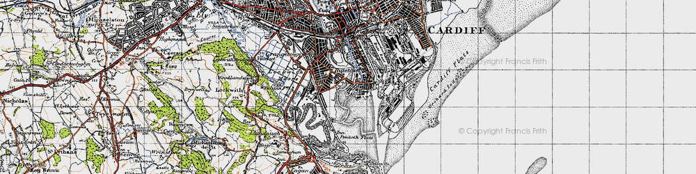 Old map of Butetown in 1947