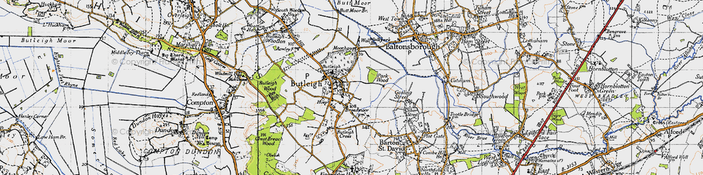 Old map of Butleigh Cross in 1945