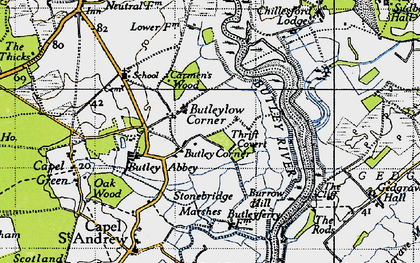 Old map of Butley River in 1946