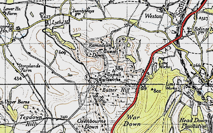 Old map of Butser Hill in 1945