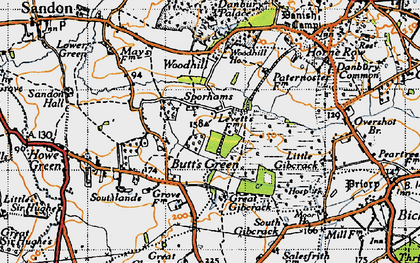 Old map of Butt's Green in 1945