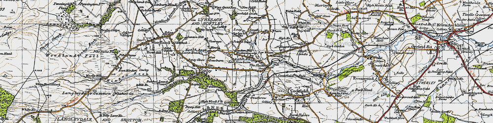 Old map of Butterknowle in 1947