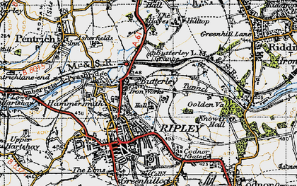 Old map of Butterley in 1946