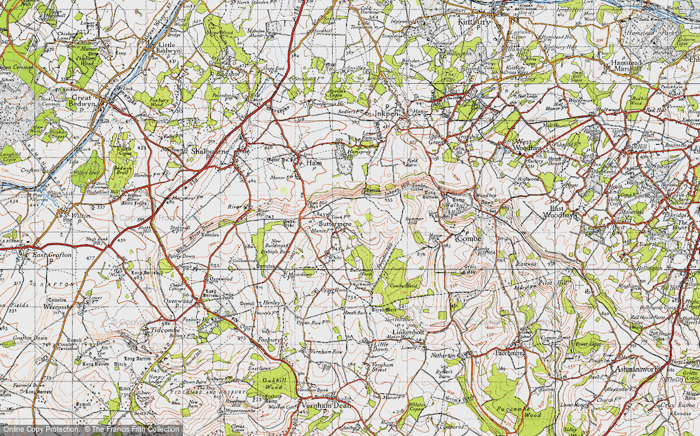 Old Map of Historic Map covering Buttermere Wood in 1945