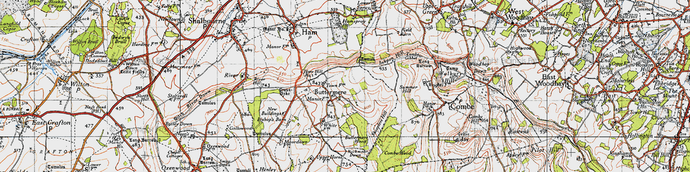 Old map of Buttermere in 1945