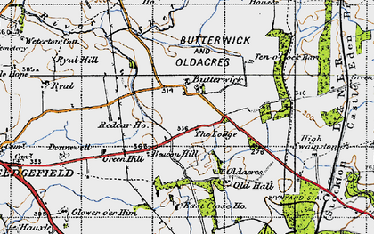 Old map of Butterwick Moor in 1947