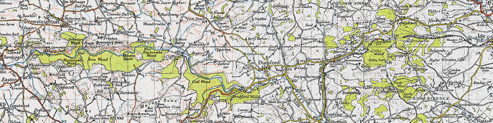 Old map of Bridford Wood in 1946
