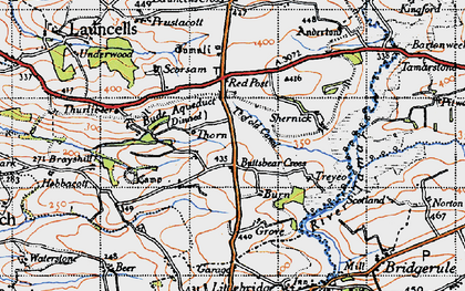 Old map of Buttsbear Cross in 1946