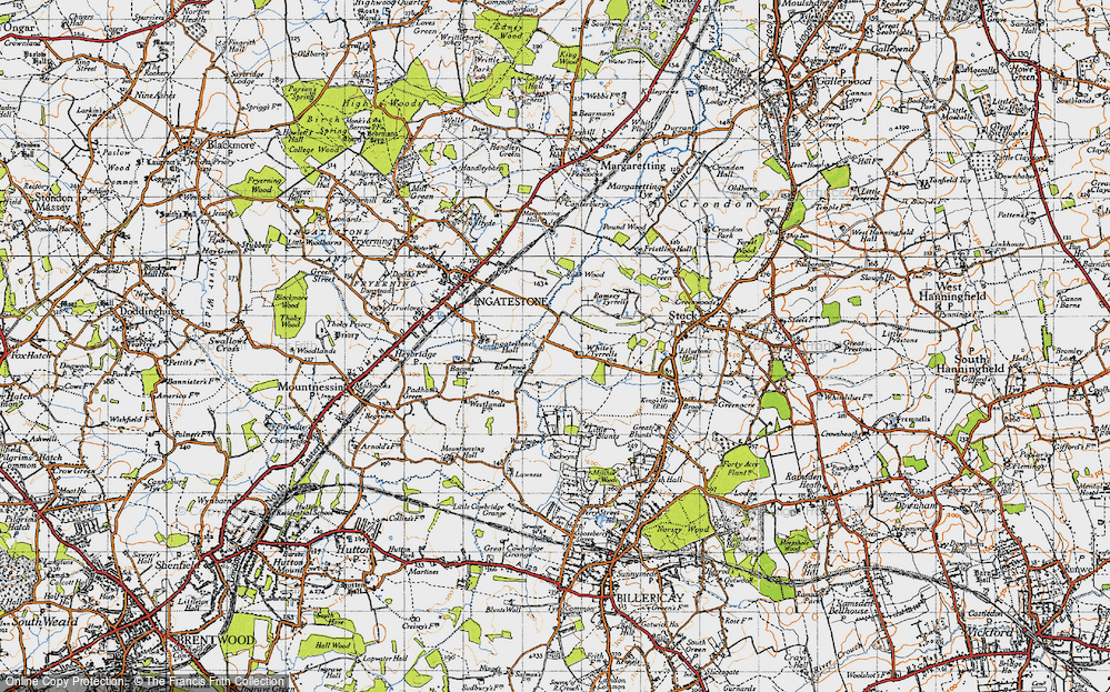Old Map of Historic Map covering Tilehurst in 1946