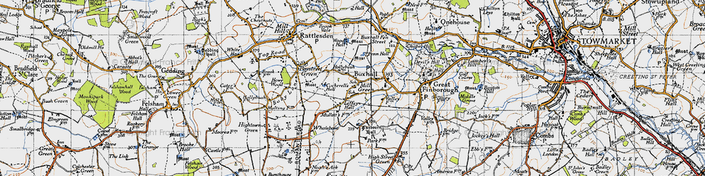 Old map of Buxhall in 1946