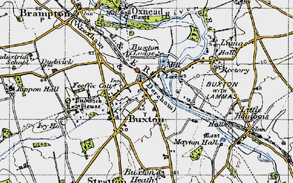 Old map of Buxton in 1945