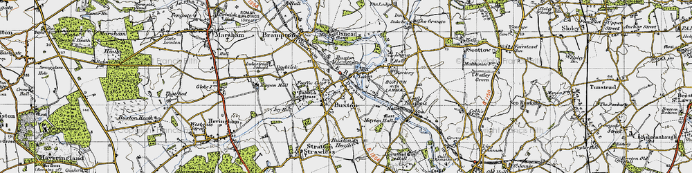 Old map of Buxton in 1945
