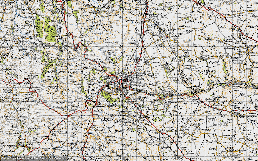 Old Map of Historic Map covering Aqvae Arnemetiae (Buxton) in 1947