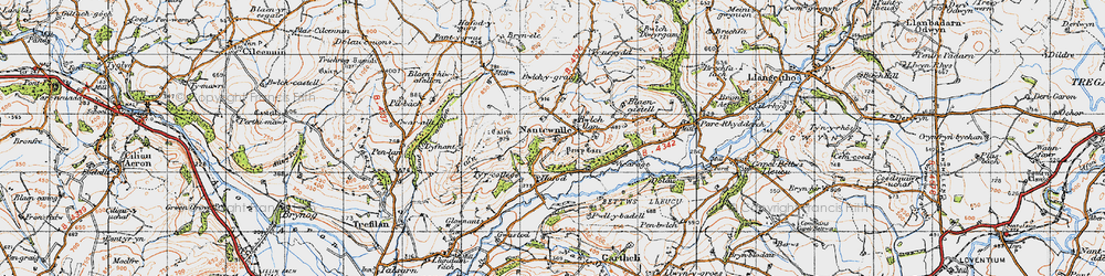 Old map of Bwlch-Llan in 1947