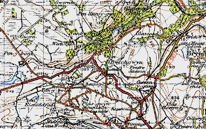 Old map of Bwlchgwyn in 1947