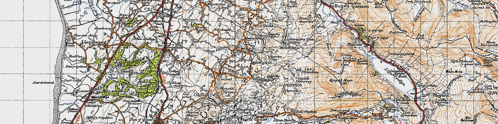 Old map of Bwlchyllyn in 1947