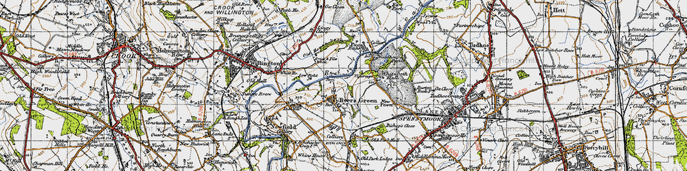 Old map of Byers Green in 1947