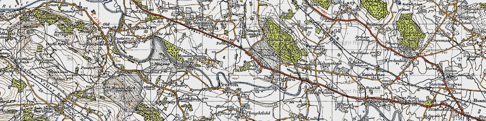 Old map of Byford Common in 1947