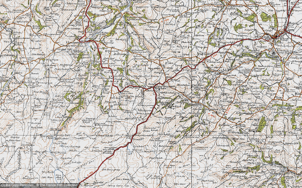 Old Map of Historic Map covering Brynrhedyn in 1947