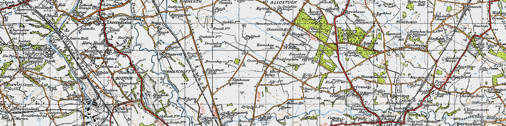 Old map of Yatehouse Green in 1947