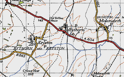 Old map of Bythorn in 1946
