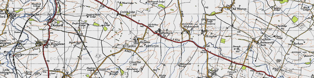 Old map of Bythorn in 1946