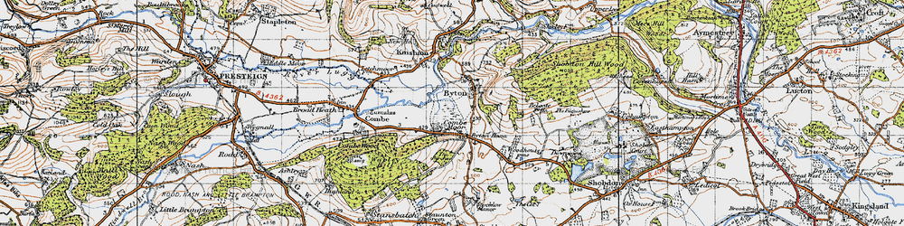Old map of Byton Hand in 1947