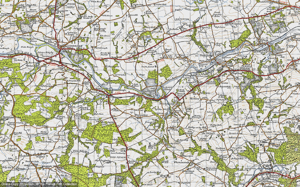Old Map of Bywell, 1947 in 1947
