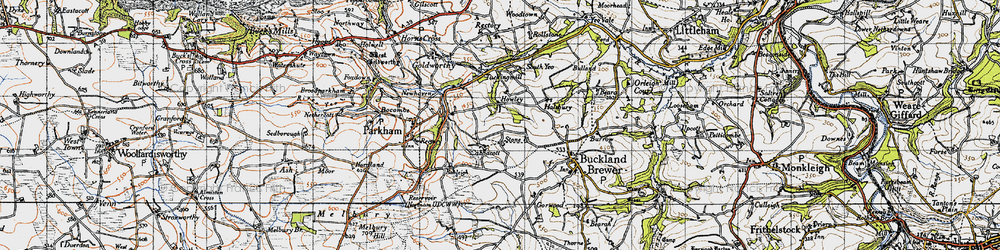 Old map of Cabbacott in 1946