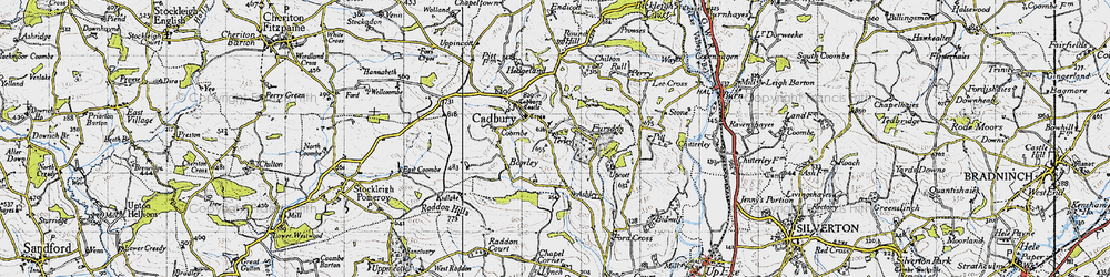 Old map of Cadbury in 1946