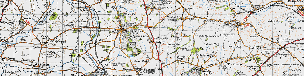 Old map of Cadeby in 1946
