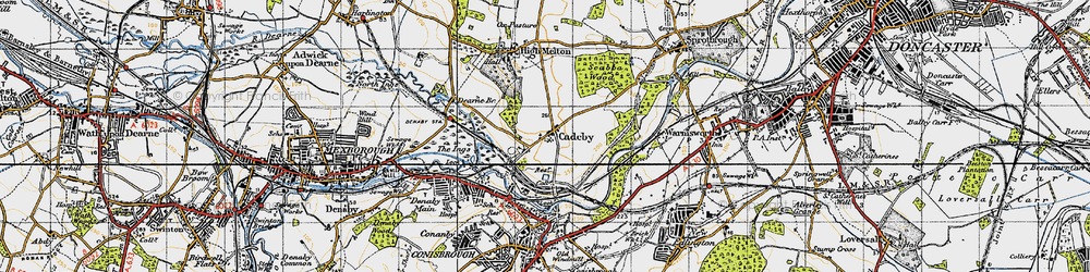 Old map of Cadeby in 1947