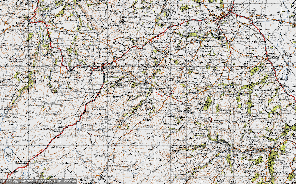 Old Map of Historic Map covering Tir Mostyn in 1947