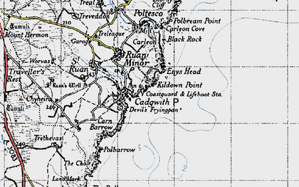 Old map of Cadgwith in 1946