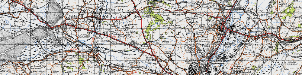 Old map of Cadle in 1947