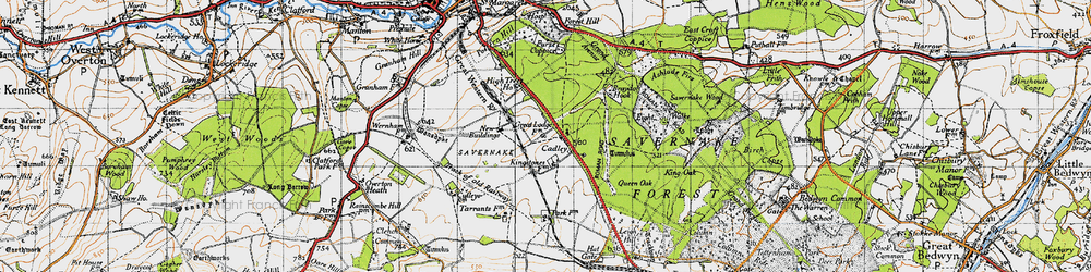Old map of Cadley in 1940