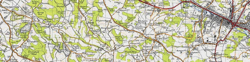 Old map of Cadmore End in 1947