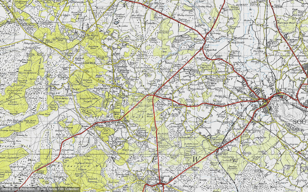 Old Map of Historic Map covering Bartley Lodge in 1940