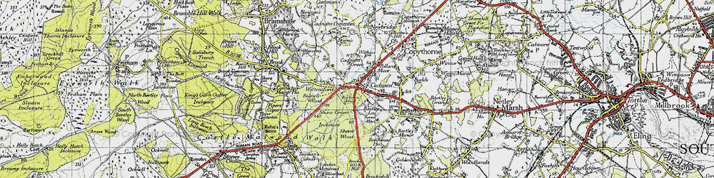Old map of Cadnam in 1940
