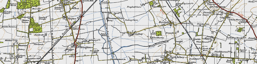 Old map of Cadney in 1947