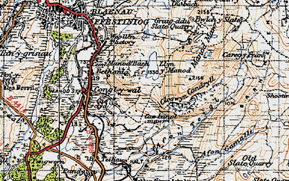 Old map of Afon Teigl in 1947