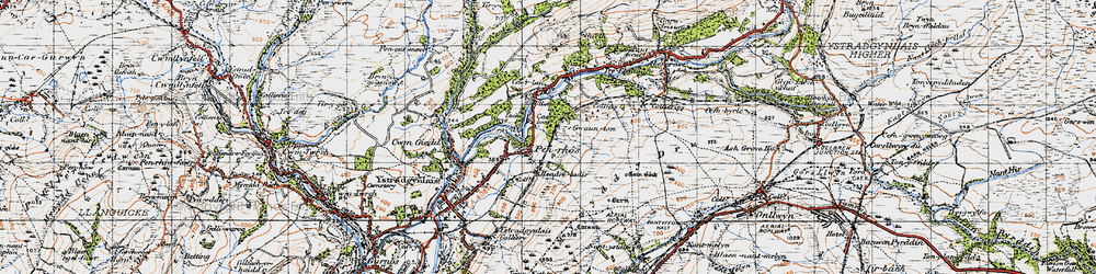 Old map of Cae'r-bont in 1947